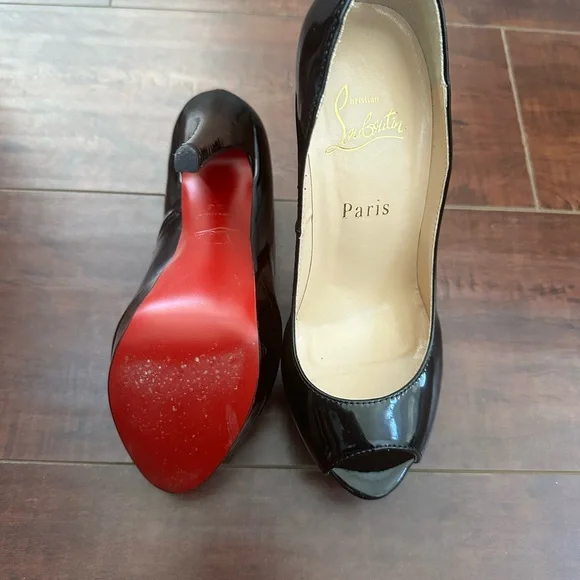 Christian Louboutin Black Peep Toe Heels - Picture 3 of 7